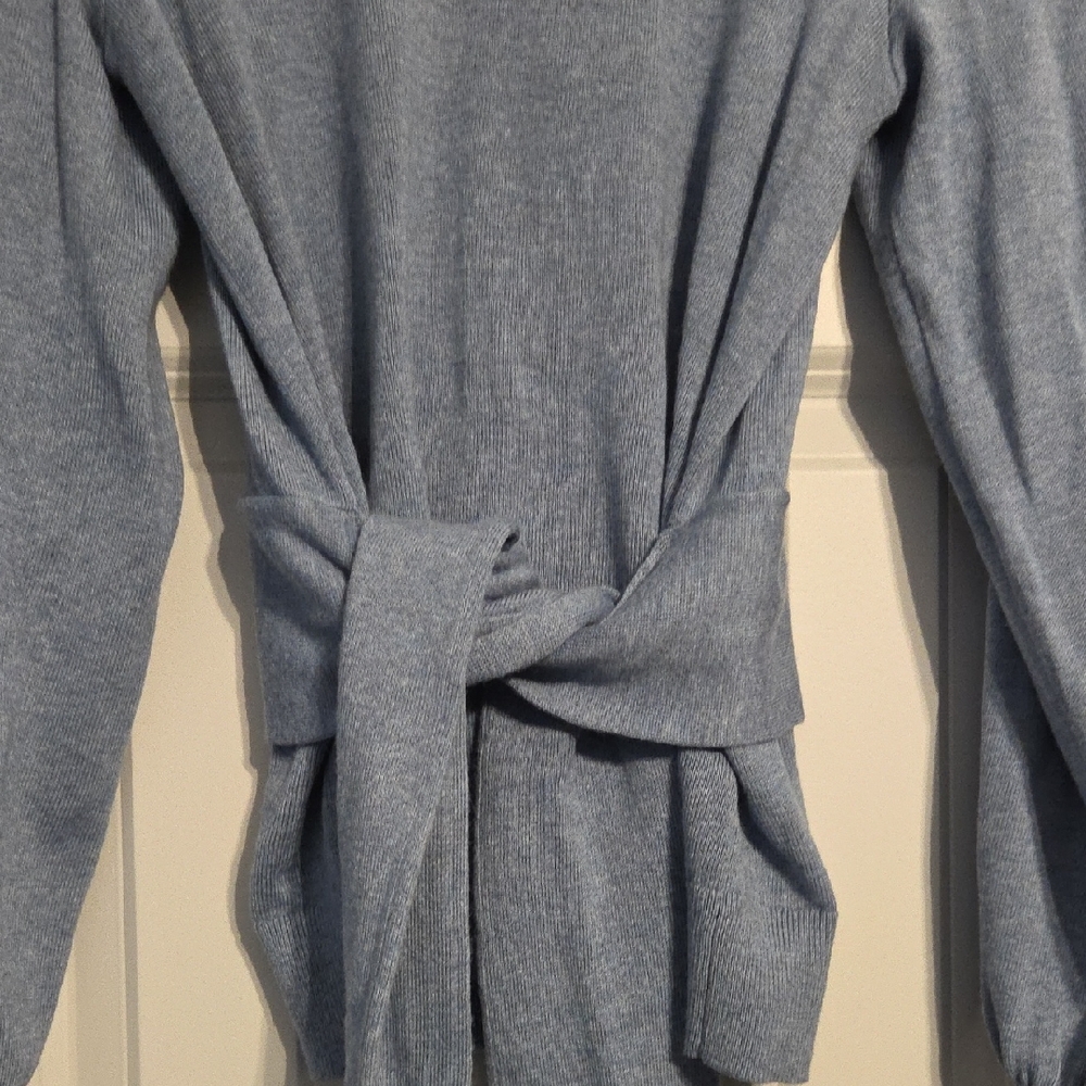 Lauren Ralph Lauren Light Blue Crewneck Tie-Waist Sweater - Picture 2 of 7